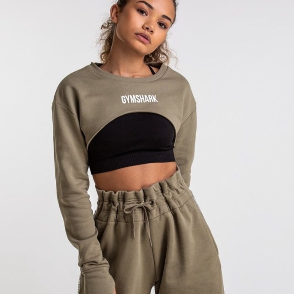 Gymshark Super Cropped Sweater in Green
